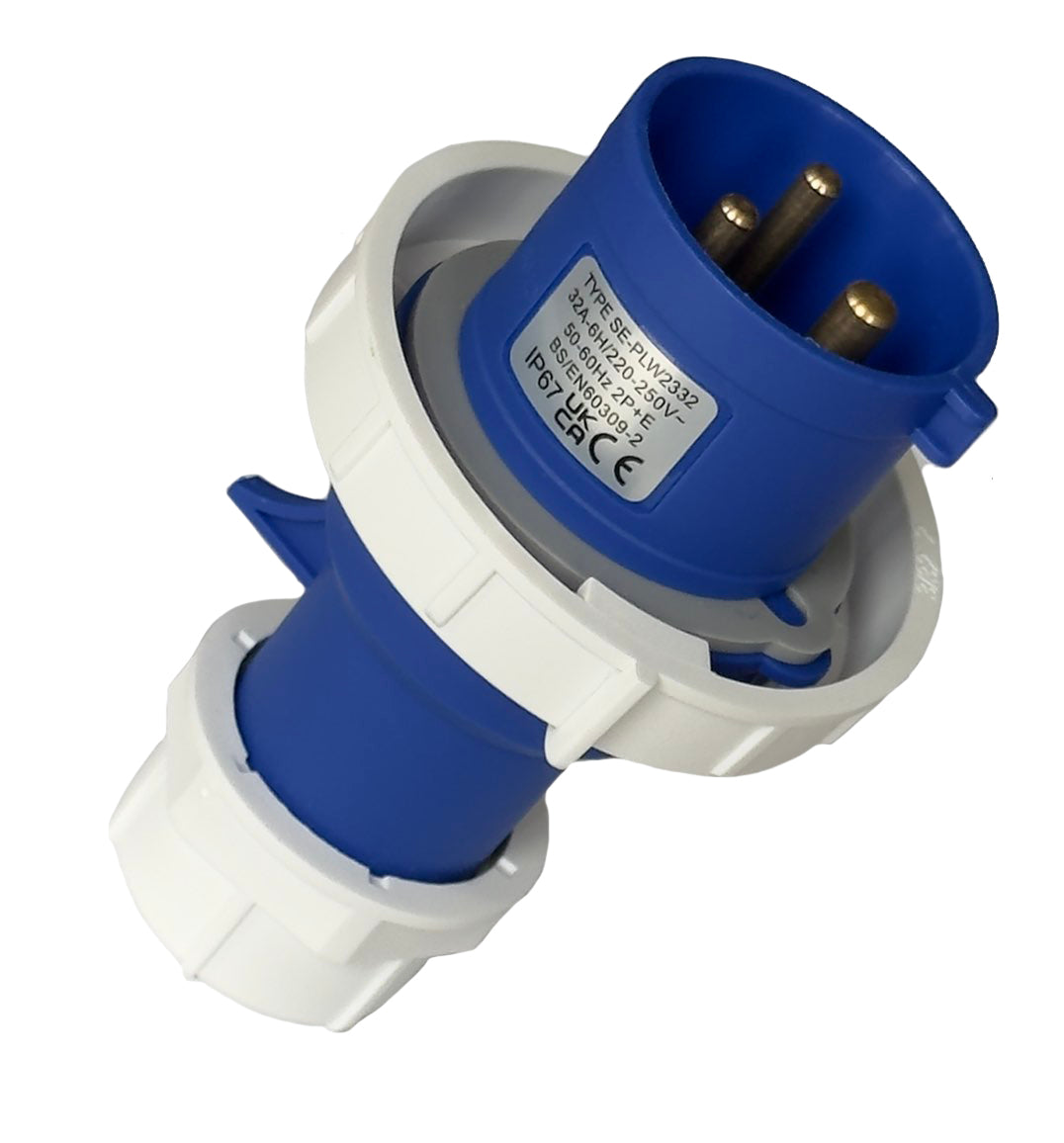 BLUE 230V 2P+E 32A IP67 TRAILING PLUG