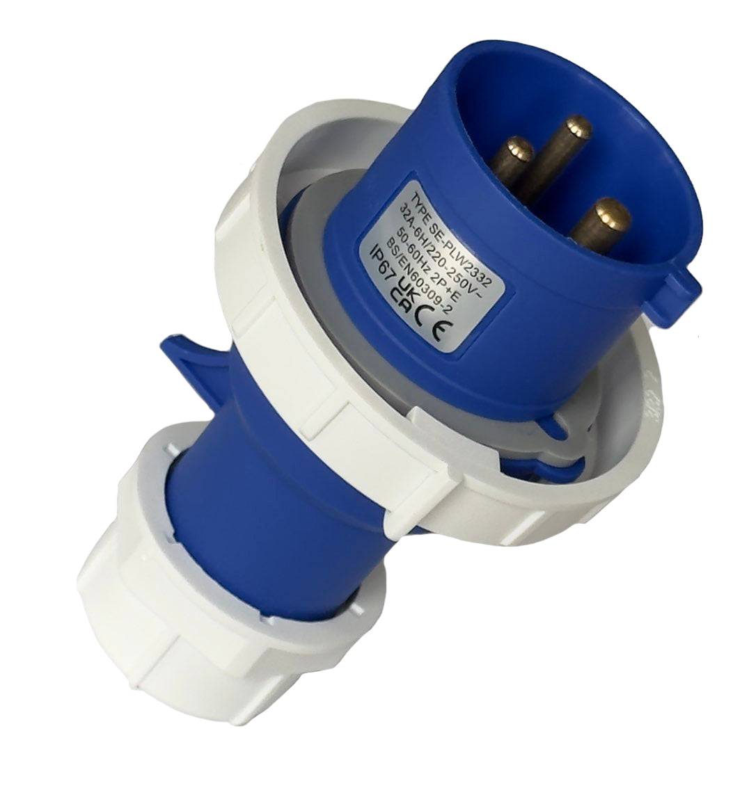 BLUE 230V 2P+E 32A IP67 TRAILING PLUG