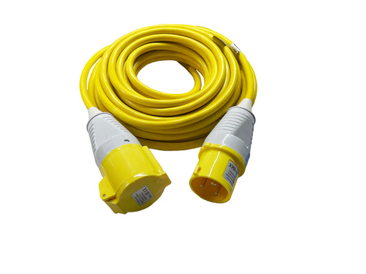 110V 32A IP44 EXTENSION LEAD - 14M 4MM 3-CORE YELLOW CABLE